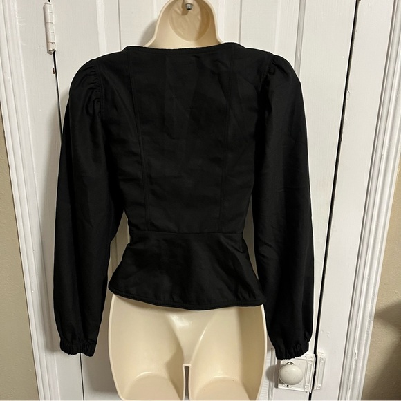 L'Academie The Lauren Black Corset Blouse XXS M2 - Picture 4 of 10